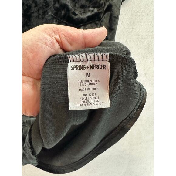 Spring + Mercer Velvet Legging Tee Medium Top V Neck Pocket Stretch Soft Black - Picture 6 of 6